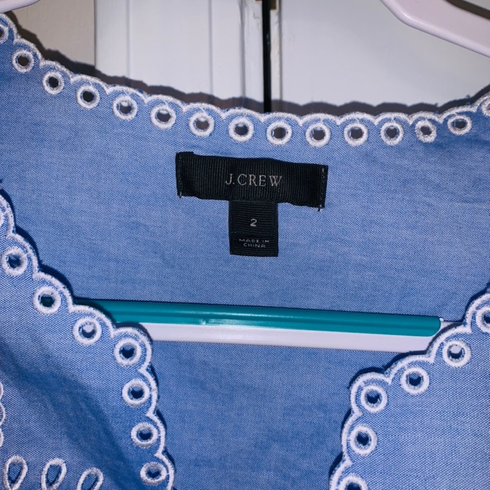 J Crew blue sleeveless top w/ embroidery - Picture 5 of 6